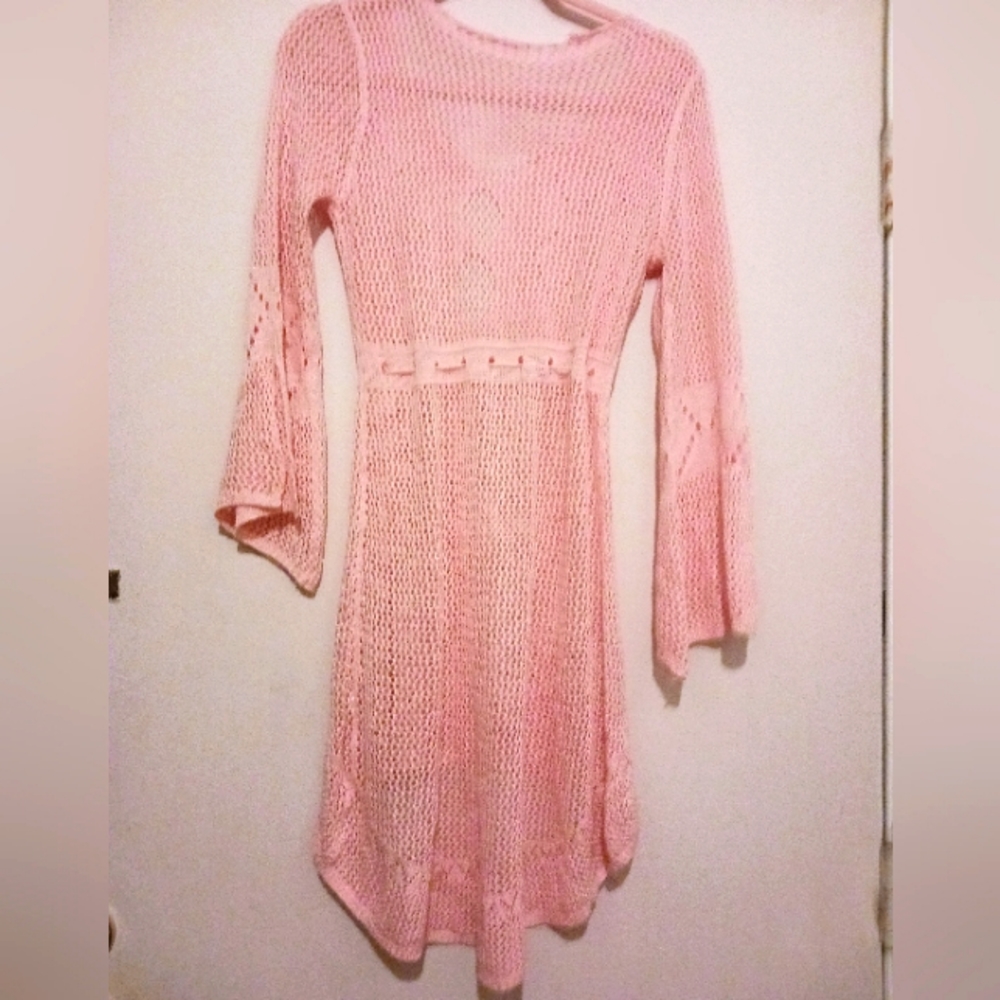 Open weave Peach bathing suit cover up